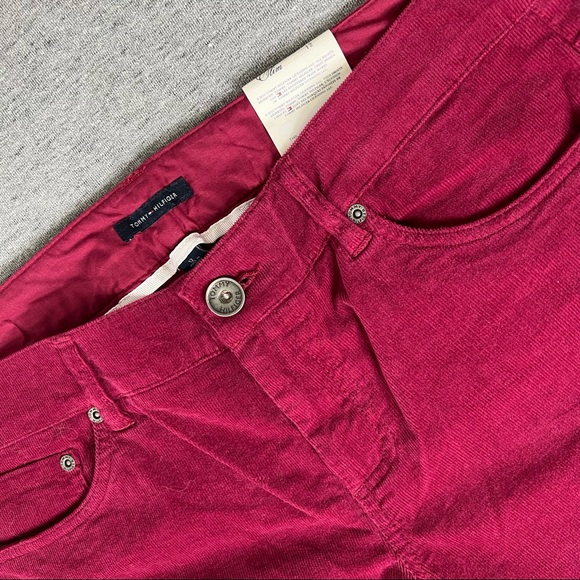 NWT Tommy Hilfiger Red Corduroy Slim Low-rise Pants / Trousers Women’s Size 12 - Picture 5 of 10